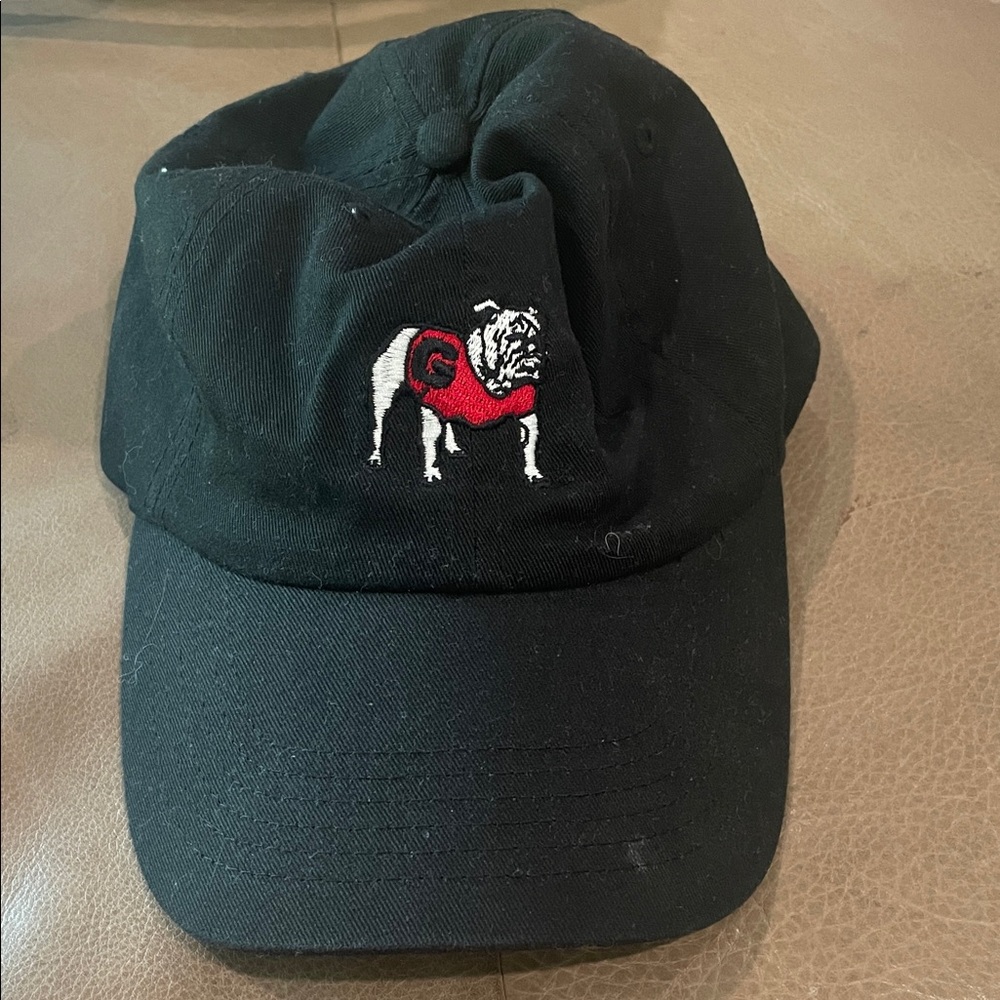 Black Cap with Embroidered Dog Design